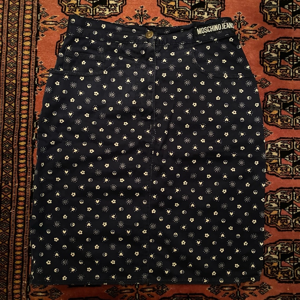 Moschino Navy Vintage Pencil Skirt